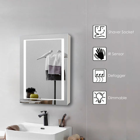 Single Door Illuminated Mirror Cabinet - 500mm x 700mm