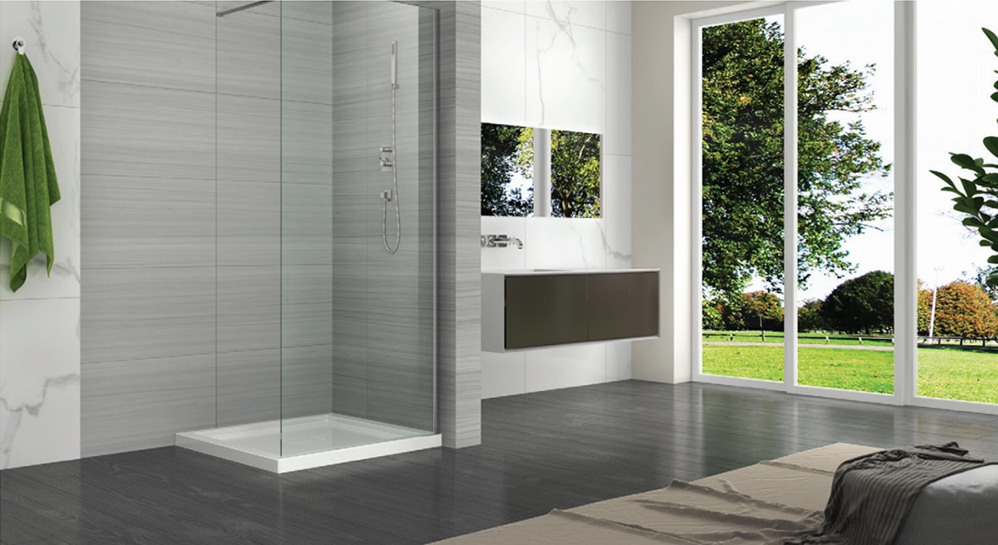 Wet Room Screen Panel with Arm - 8mm Glass – Multiple Sizes