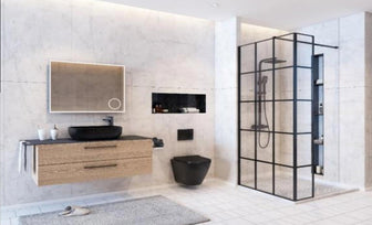 Modern Matt Black Wetroom Glass Enclosure Secondary image