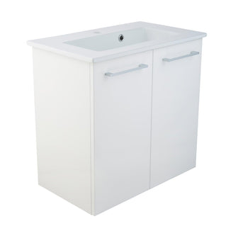 White Bathroom Wall Mounted Unit with Two Doors short projection 360mm installed on a wall Main image