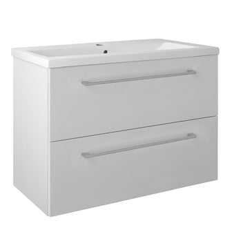 White Wall Mounted Vanity Unit with 2 Drawers and Basin 800mm Secondary image