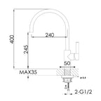 Single Lever Mono Kitchen Tap Technical Drawing