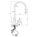 Zecca Single Lever Kitchen Mixer Tap Technical Drawing