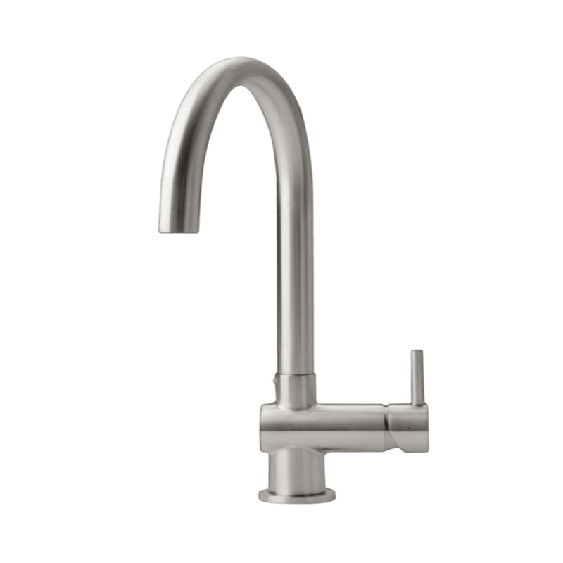 Zecca Single Lever Brushed Steel Kitchen Tap with High Swivel Spout