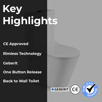 Modern Close Coupled Rimless Toilet with Soft Close UF Seat Cover Secondary image