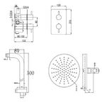 Thermostatic Concealed Shower Valve Technical Drawing