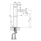 modern basin taps technical drawing-tapron