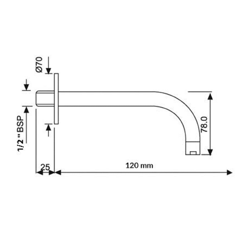 basin spout tap wall flange Technical Drawing- Tapron
