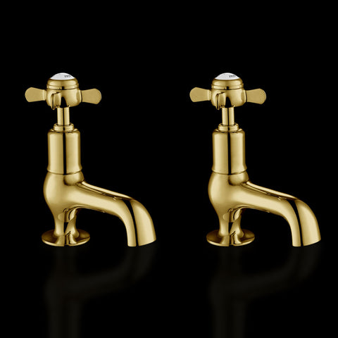 Chester Pinch Gold Cloakroom Basin Pillar Taps with Antique Brass Finish