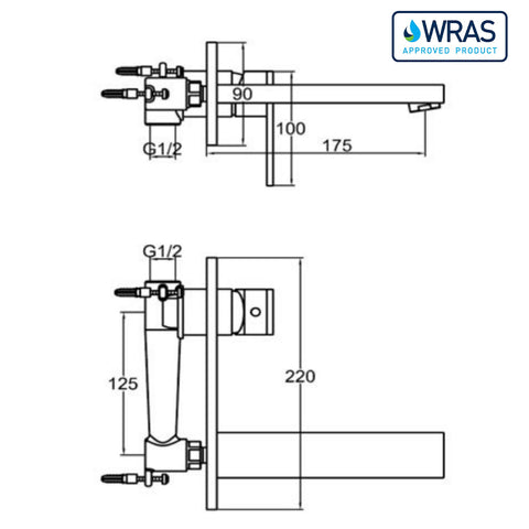 buy square wall mounted basin tap -Drawing Technical