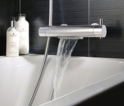 Thermostatic Bath and Shower Mixer Deck Mounted Tap with Cascade Spout Function