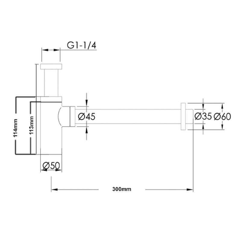 chrome bath waste technical drawing-tapron