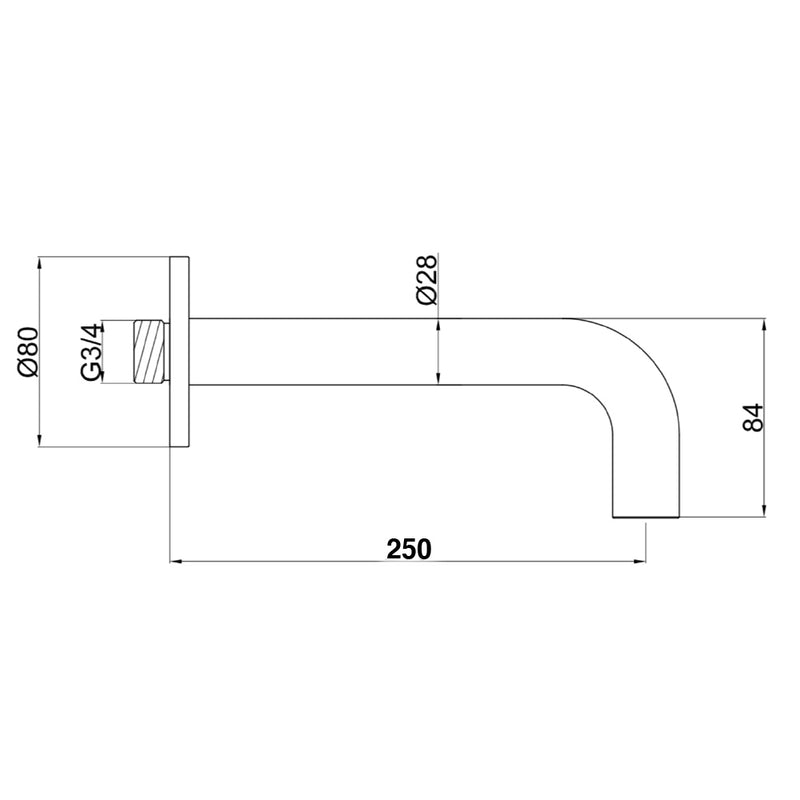 basin mixer spout technical drawing-tapron