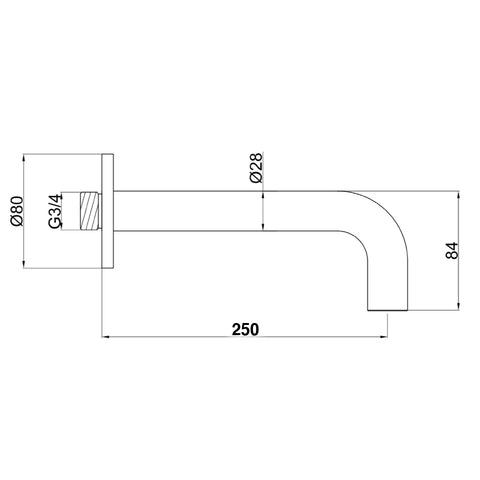 basin mixer spout technical drawing-tapron