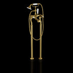 Gold Cross Floor Standing Bath Tap - Tapron
