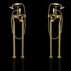 Gold-Cross-Floor-Standing-Bath-Shower-Mixer-Tap - Tapron