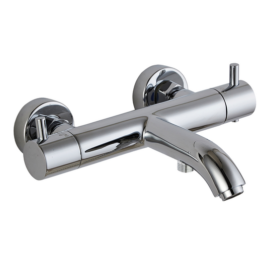 Wall Mounted Thermostatic Bath Shower Mixer Tap - Chrome