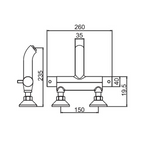 Thermostatic Bath and Shower Mixer, Wall Mounted dimensiions