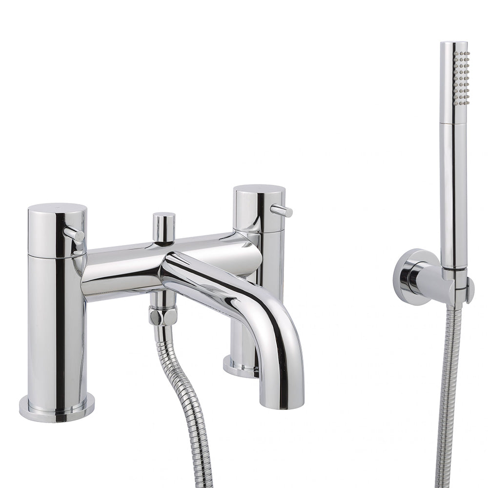 2-Outlet Deck-Mounted Shower Mixer Tap and Handheld Shower Set- Chrome Secondary image