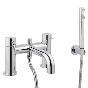 2-Outlet Deck-Mounted Shower Mixer Tap and Handheld Shower Set- Chrome Secondary image