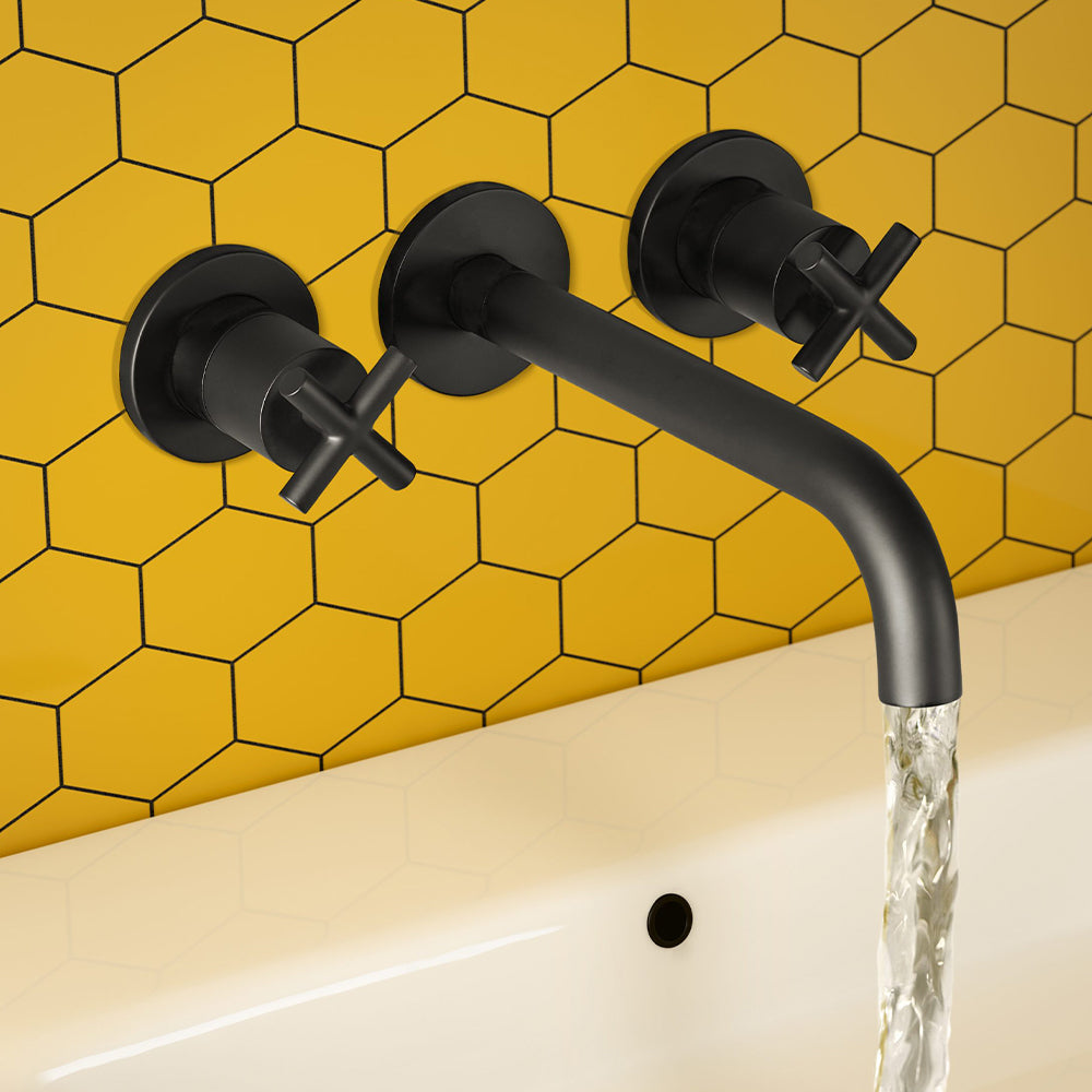 Wall Mounted Black Basin Mixer Tap