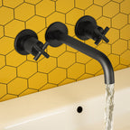 Wall Mounted Black Basin Mixer Tap