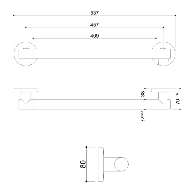 modern white grab bars technical drawing-tapron