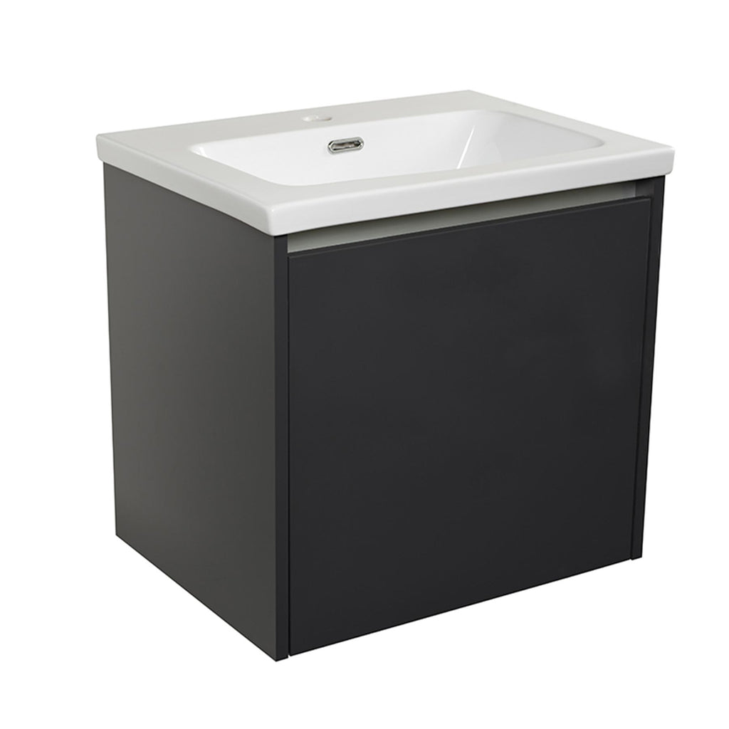 bathroom storage vanity units with internal draw sensor bottom light anthracite and ceramic basin