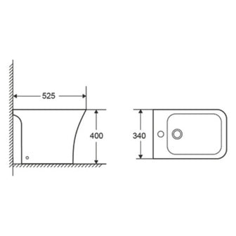 Ceramic Floor Standing Bidet H400 x W340 x D525mm - White Secondary image