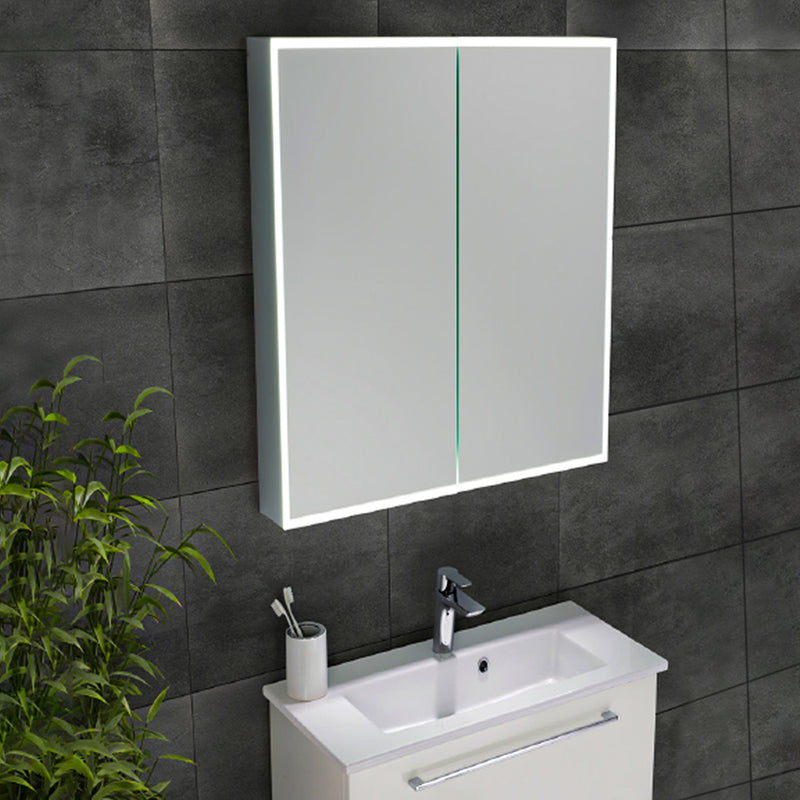 Heated Mirror Cabinet with Light and Shaver Socket - 600x700mm