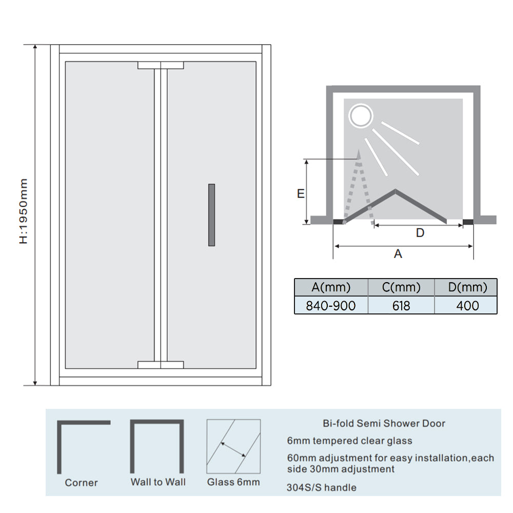 bi fold shower enclosure  - tapron