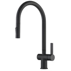 black kitchen mixer tap with pull out spray