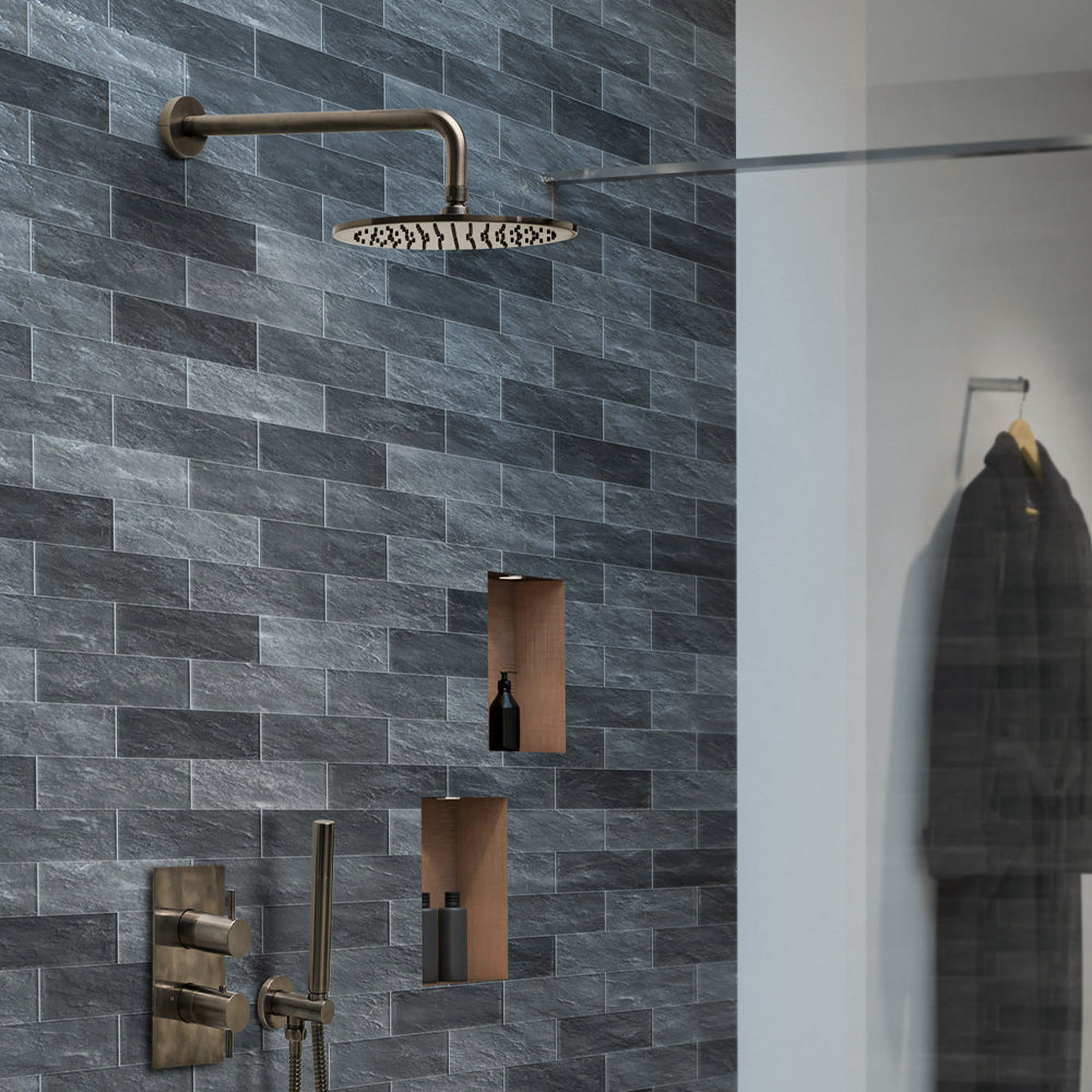 Wall Mounted Shower Arm - Brushed Black, 400mm Secondary image