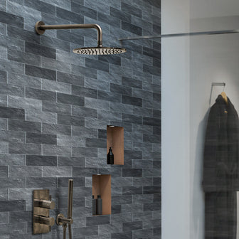 Wall Mounted Shower Arm - Brushed Black, 400mm Secondary image