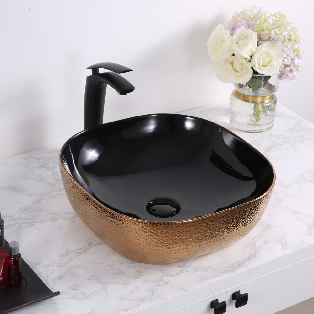 black and rose gold basin - tapron