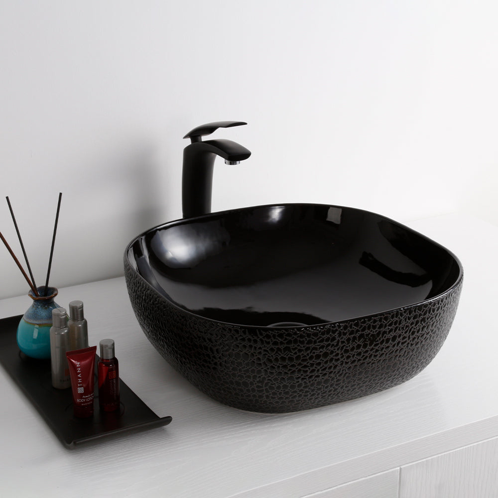 black counter top basin