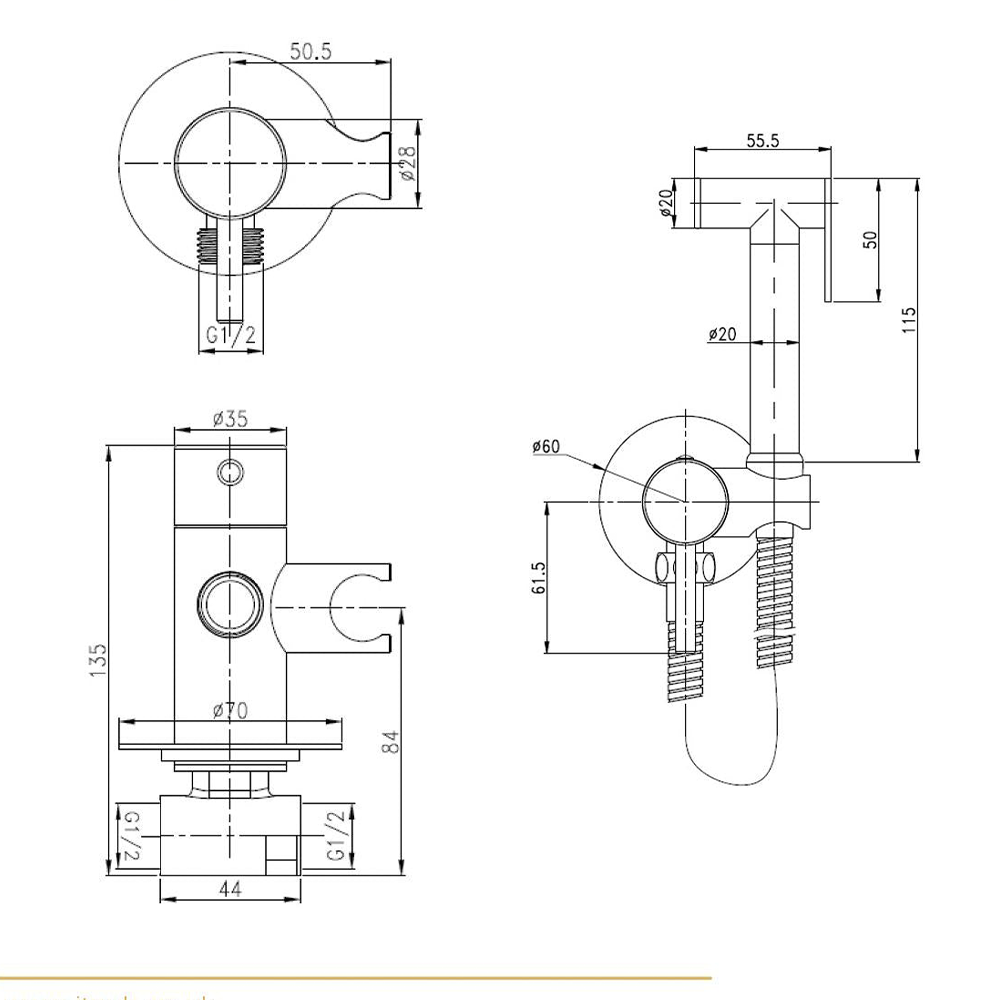 bidet shower toilet Technical Drawing-Tapron