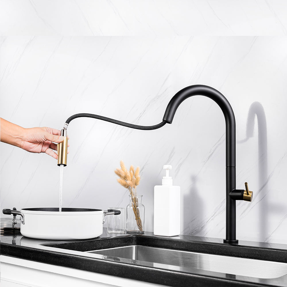 pull out black kitchen tap - Tapron
