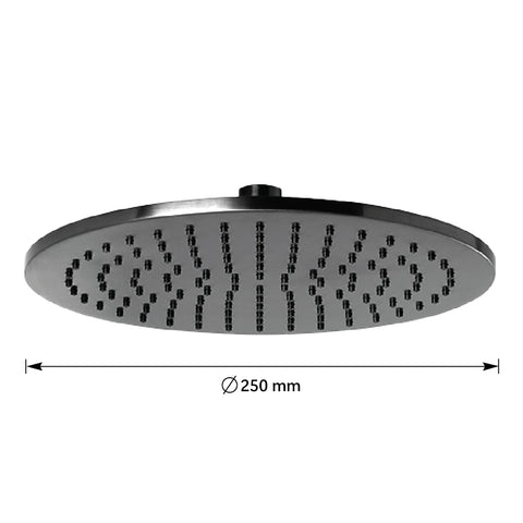 Round Shower Head 250mm With Ceiling Mounted Shower Arm - Brushed Black