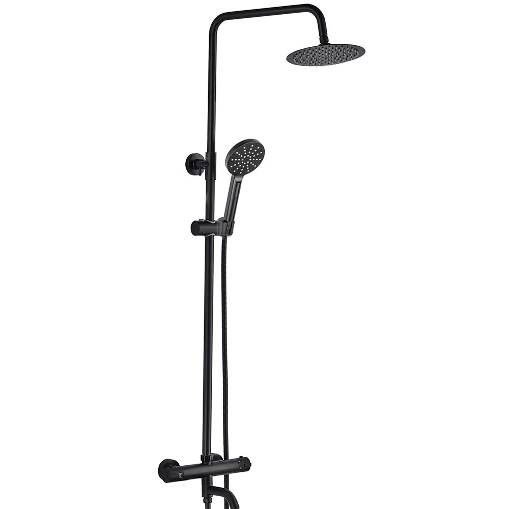 Black Shower Riser Rail Kit with 3 Outlet Exposed Shower Valve