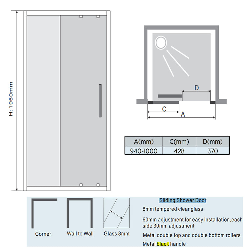 double sliding door shower enclosure - tapron