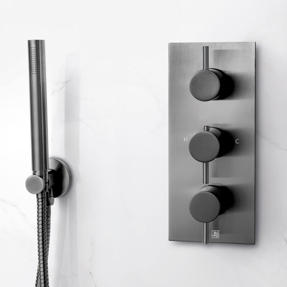 black three  way concealed shower valve