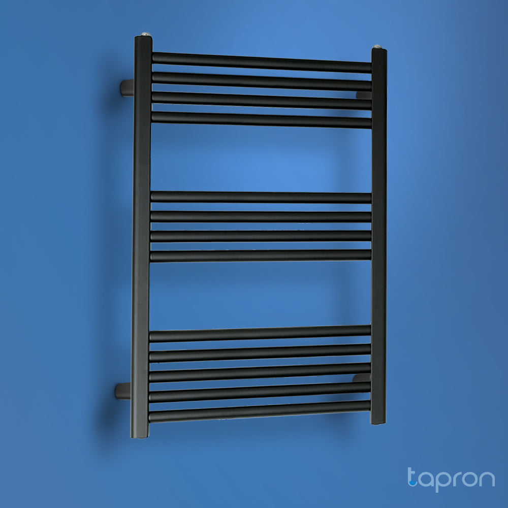 black heated towel rail