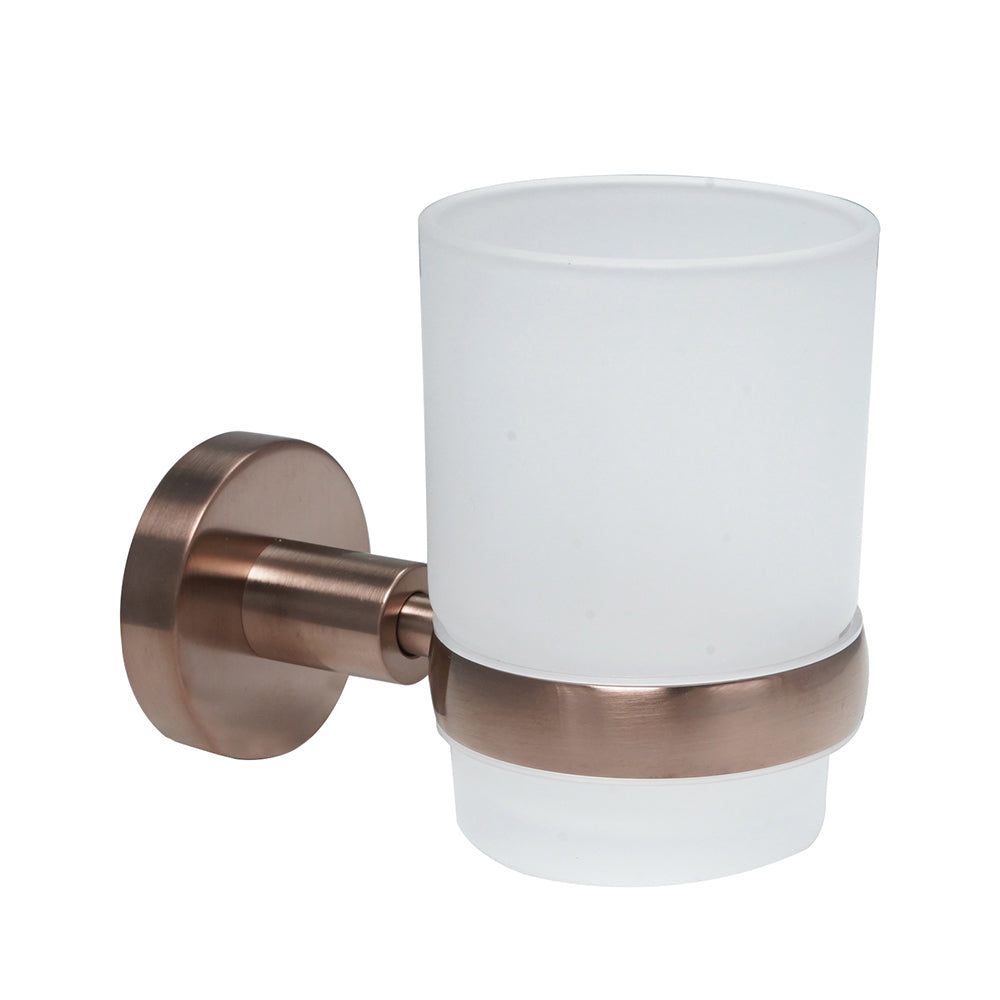 Wall-Mounted Tumbler Holder with a Glass Tumbler- Brushed Bronze Secondary image