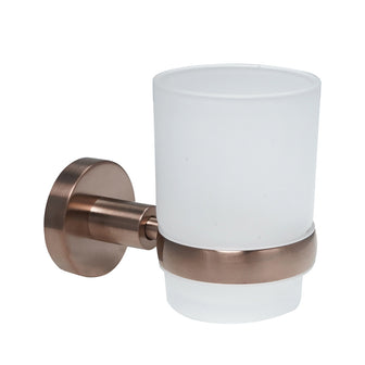 Wall-Mounted Tumbler Holder with a Glass Tumbler- Brushed Bronze Secondary image