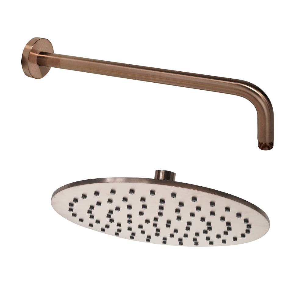 brushed bronze long shower head arm