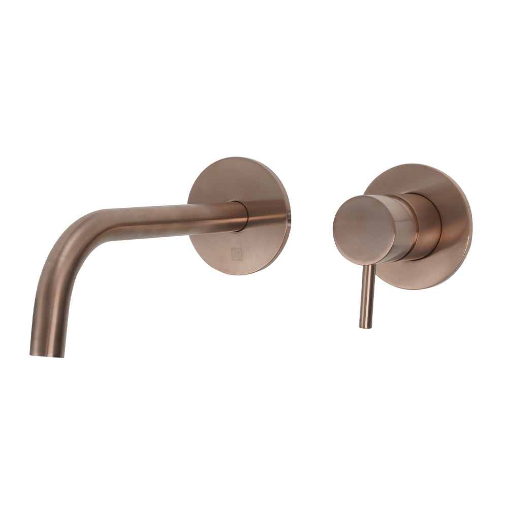 2-Hole Wall-Mounted Basin Mixer Tap 200mm Spout - Brushed Bronze Secondary image