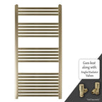 brushed brass heated towel bar 1200mm x 600mm 