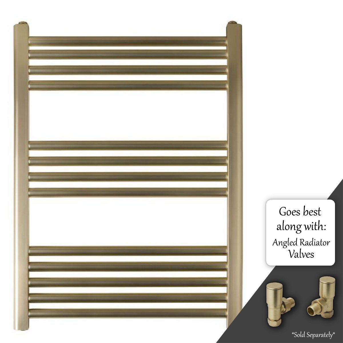 Dual Fuel Towel Radiator 800mm x 600mm - Brushed Brass Secondary image