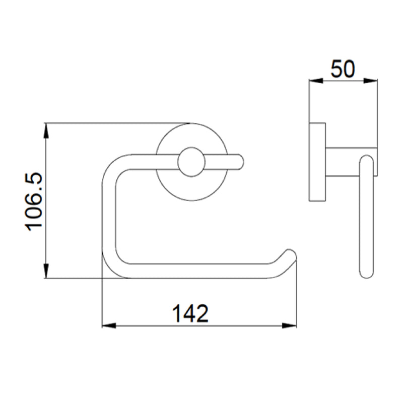 gold toilet roll holder technical drawing